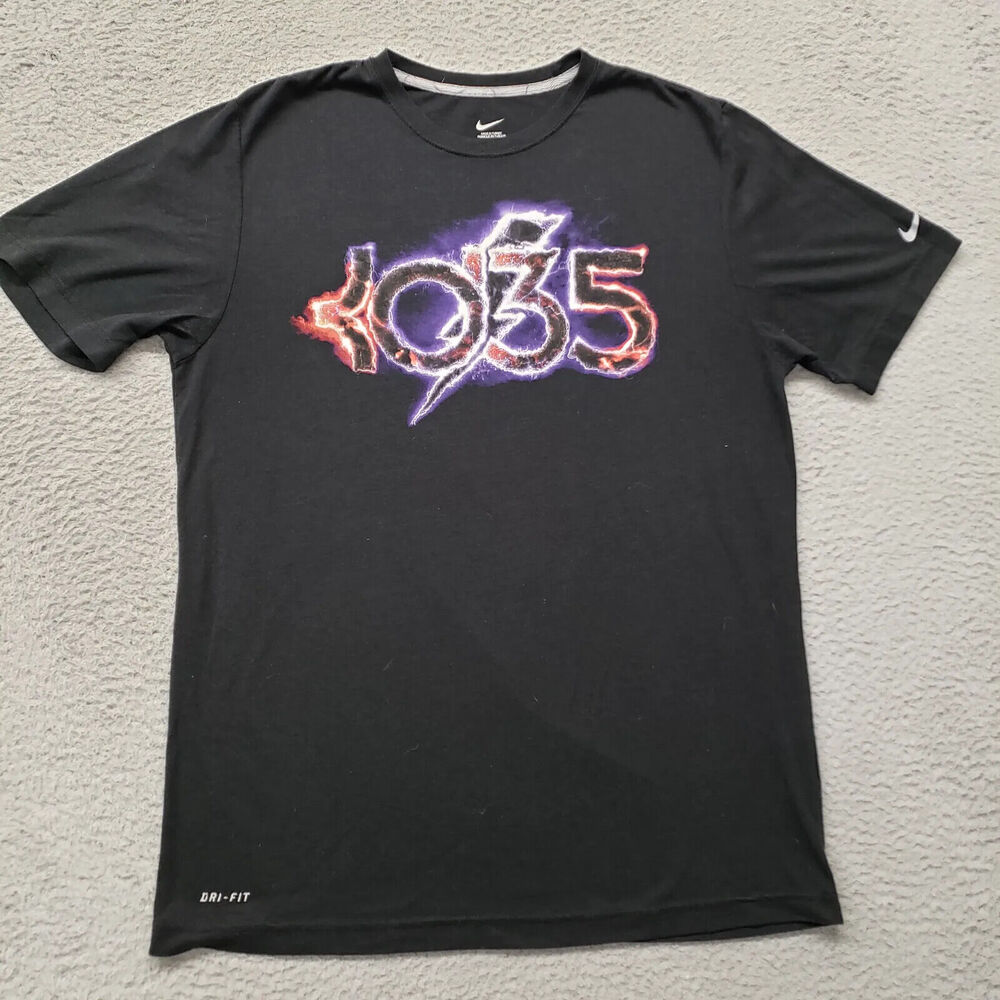 Nike Shirt Mens Large Black Kevin Durant KD 35 Large Spellout Swoosh Logo Casual